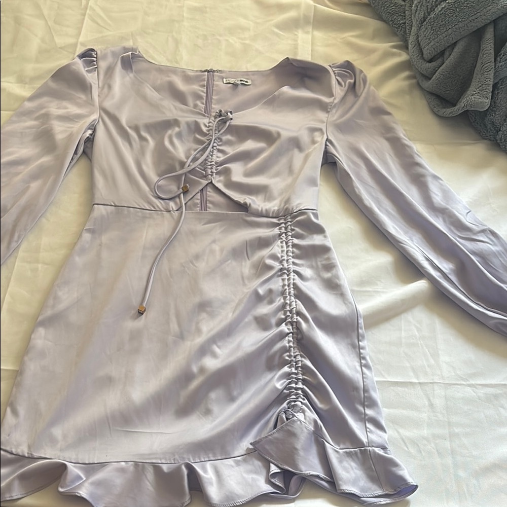 Elegant Lavender Ruched Dress
